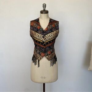 Jean Paul Gaultier Brocade Vest Vintage 80s Size 42 Rare Fringed Beaded S/S 1989